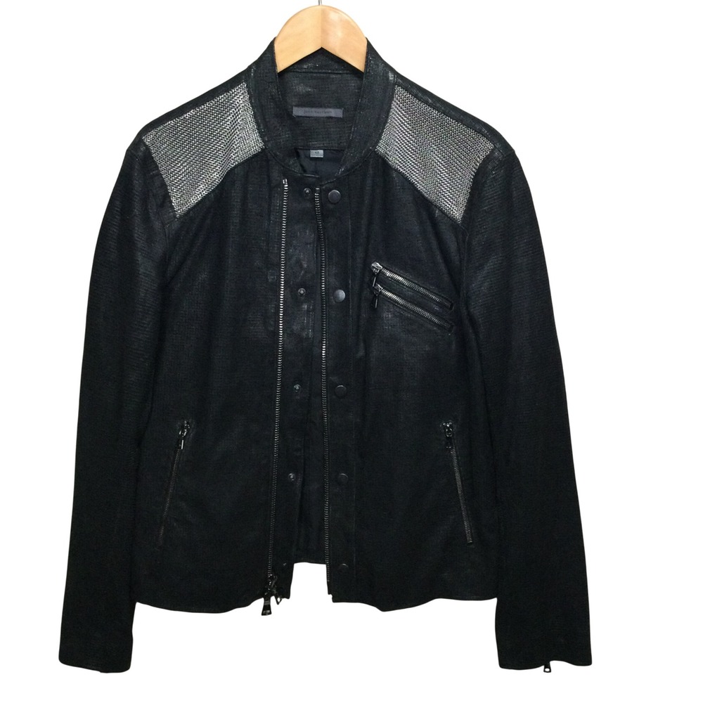 NWOT $2498 John Varvatos Goat Leather Chainmail RockStar Black‎ Jacket Men Sz 48